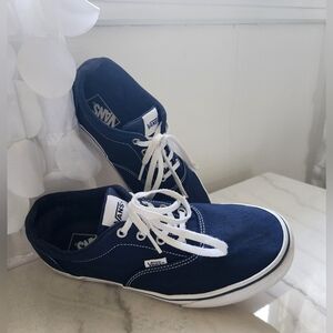 VANS Solid Navy Blue Women’s Lace Sneakers, Sz 9.5 Classic Canvas Clean